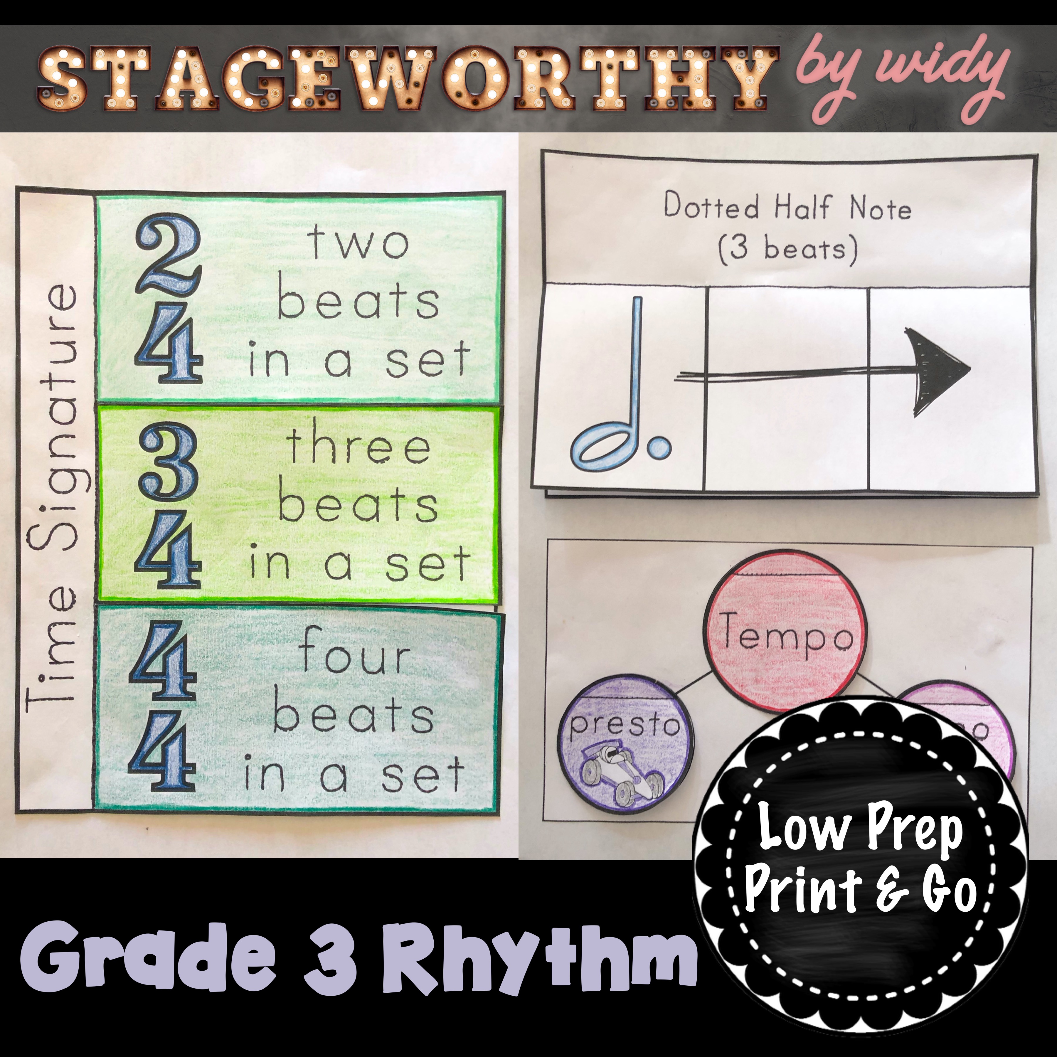 Grade 3 Rhythmic Pattern Worksheets Interactive Notebook Stageworthy